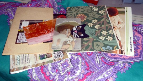 gorgeous scarf in my colors and an assortment of ephemera (Clare and I share a love of it)